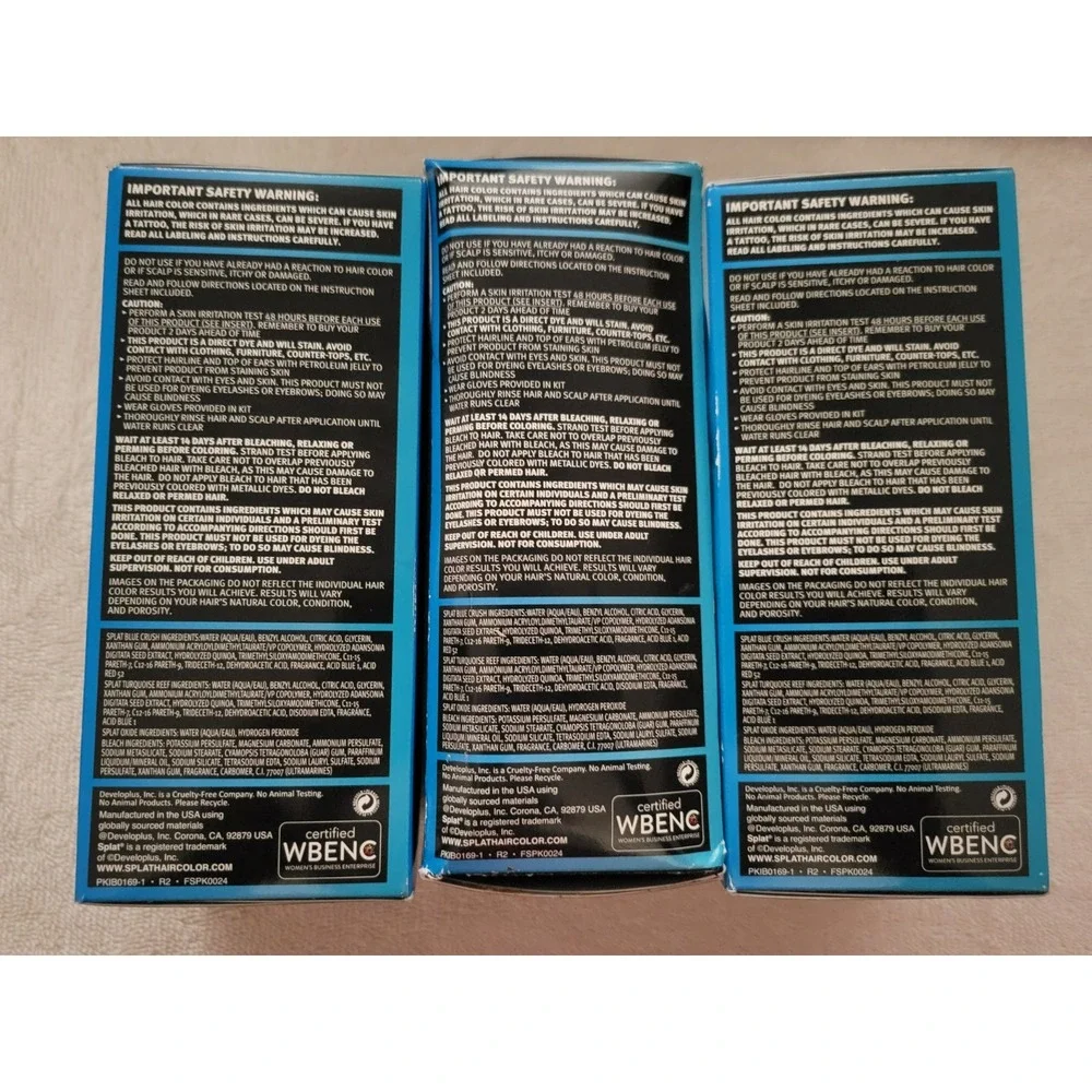 3 X Splat Ombre Ocean - Turquoise Reef and Blue Crush Complete Hair Color Kit